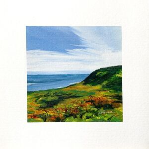 8x8 Maine Original Oil Painting New England Fall Landscape Acadia Trees Signed